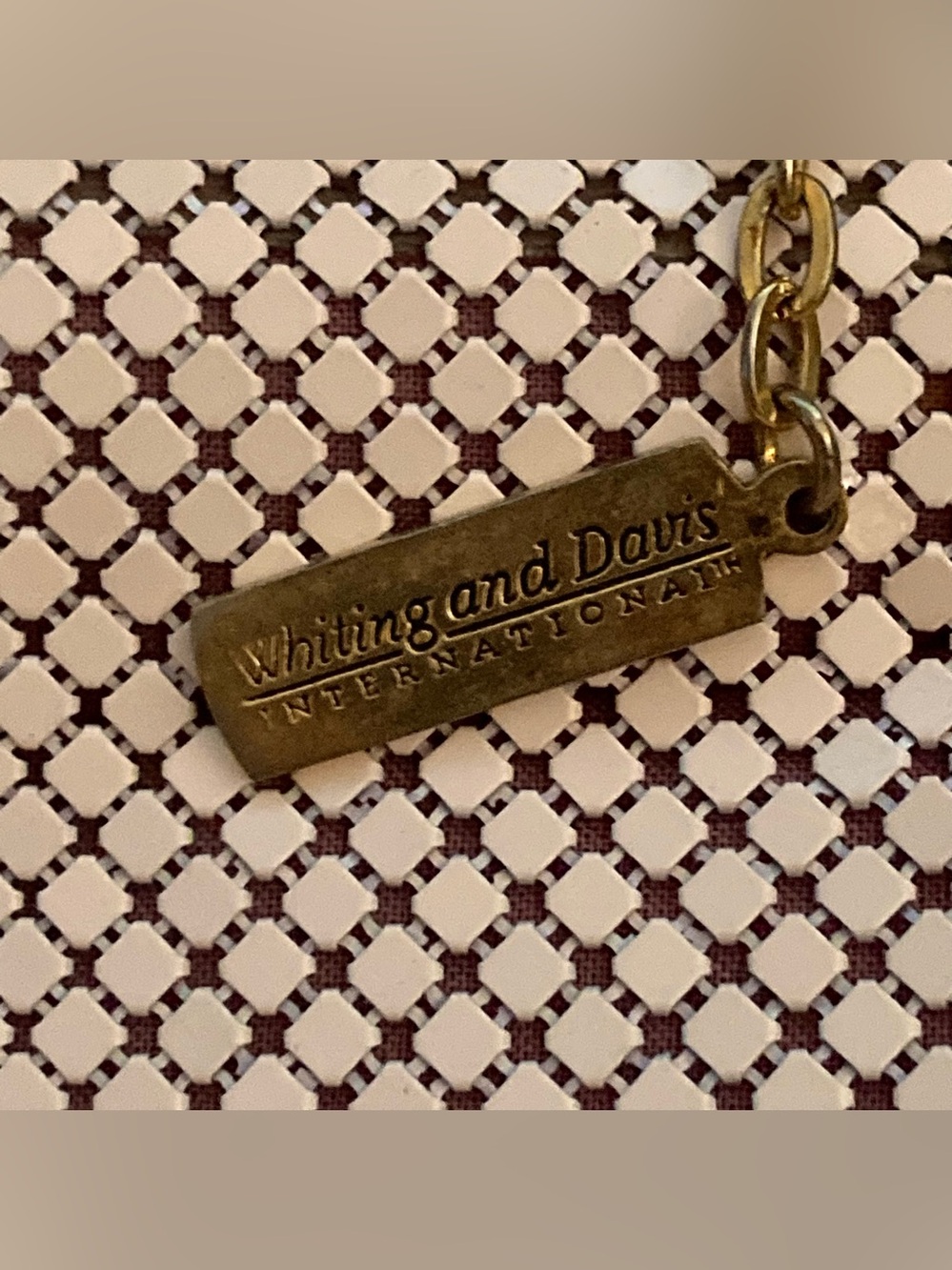 Textured light pale pink preloved Clutch with Gold Tag - Picture 3 of 7